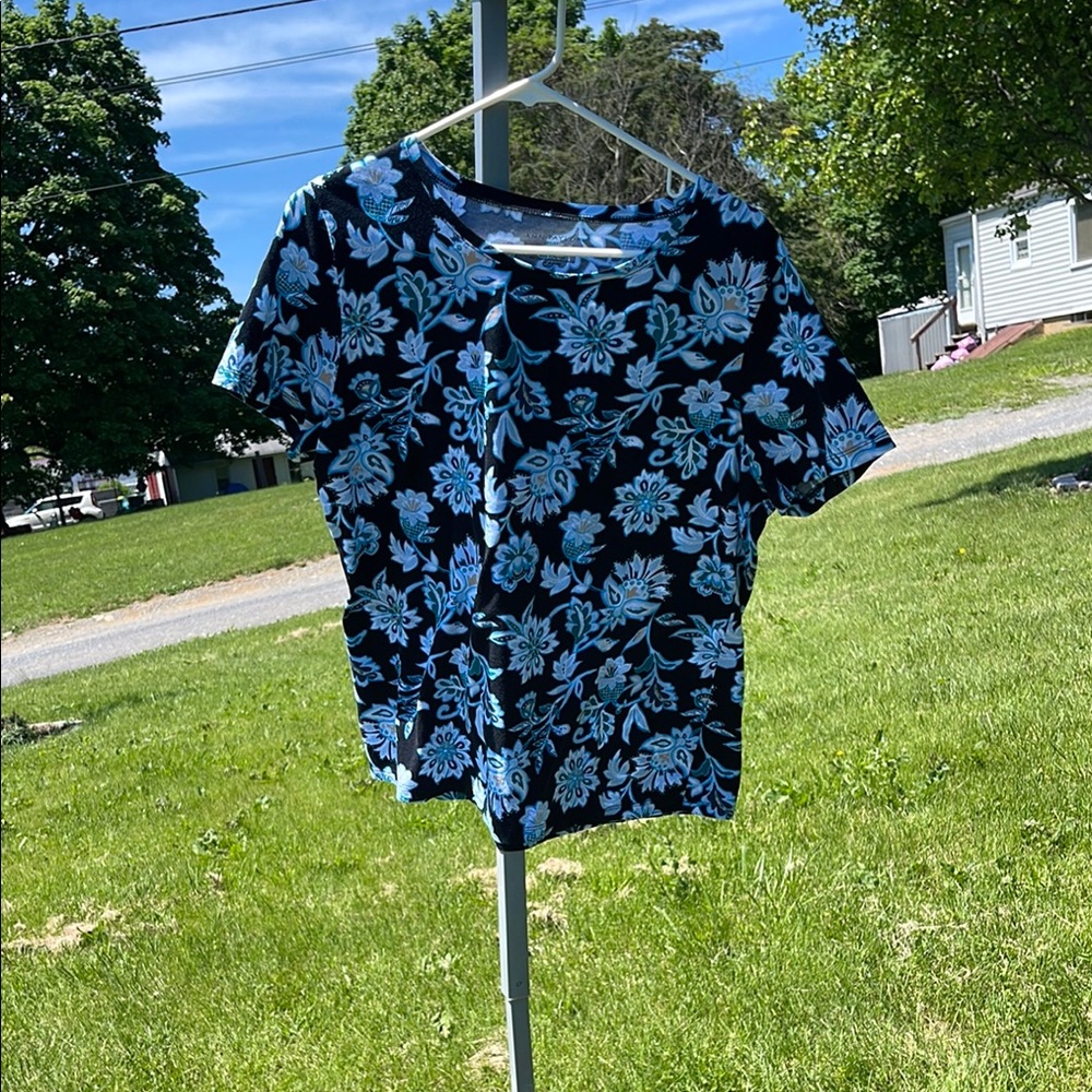 Floral Black and Blue Top